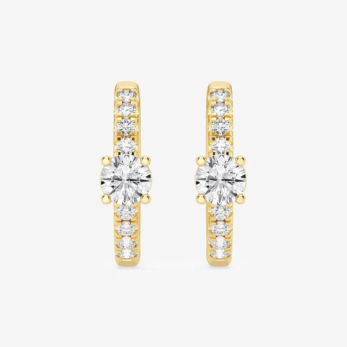 Round Lab Grown Diamond Petite Huggie Hoop Earrings