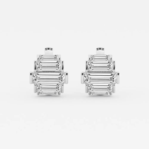 Baguette Lab Grown Diamond Graduated Channel Set Hoop Earrings