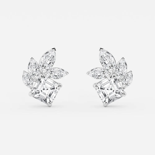 Asscher and Marquise Lab Grown Diamond Stud Earrings