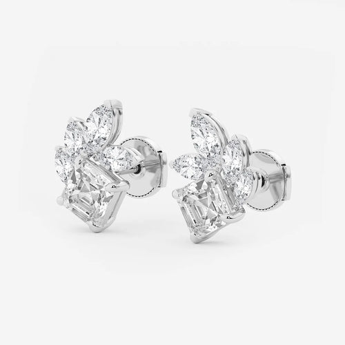 Asscher and Marquise Lab Grown Diamond Stud Earrings