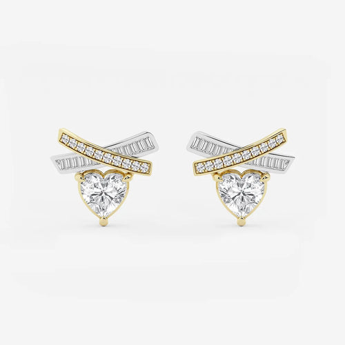 Heart Lab Grown Diamond with Baguette and Round X Earrings