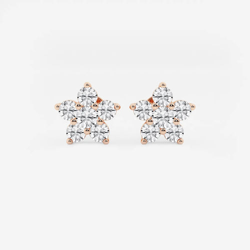 Round Lab Grown Diamond Flower Stud Earrings