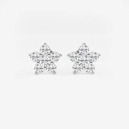 Round Lab Grown Diamond Flower Stud Earrings