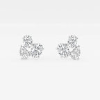 Oval and Pear Three Stone Stud Earrings