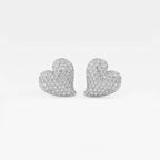 Round Lab Grown Diamond Heart Shape Pave Stud Earring