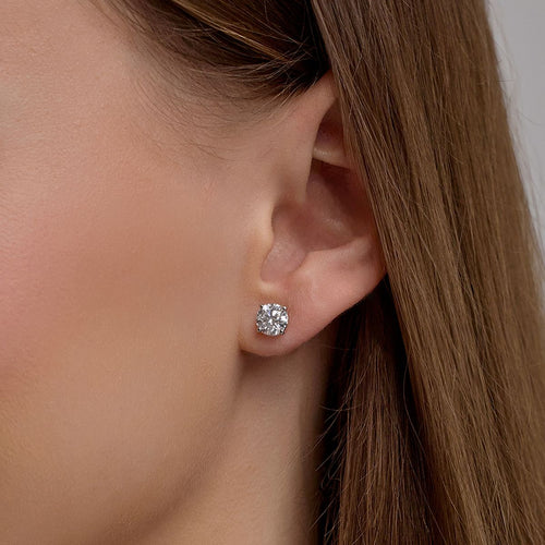 Round Colorless (E-F) Lab Grown Diamond Certified Stud Earrings