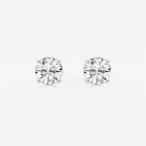 Round Colorless (E-F) Lab Grown Diamond Certified Stud Earrings