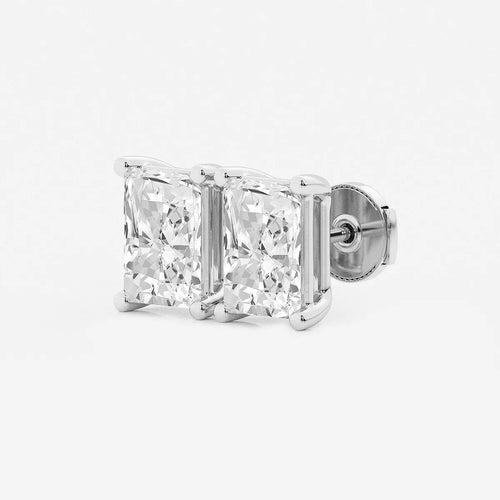 Radiant Lab Grown Diamond Four Prong Stud Earrings