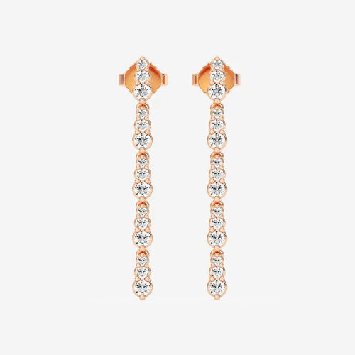 Round Lab Grown Diamond Graduated Dangle Earrings