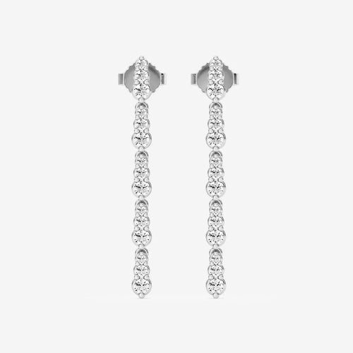 Round Lab Grown Diamond Graduated Dangle Earrings