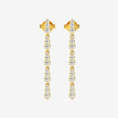 Round Lab Grown Diamond Graduated Dangle Earrings