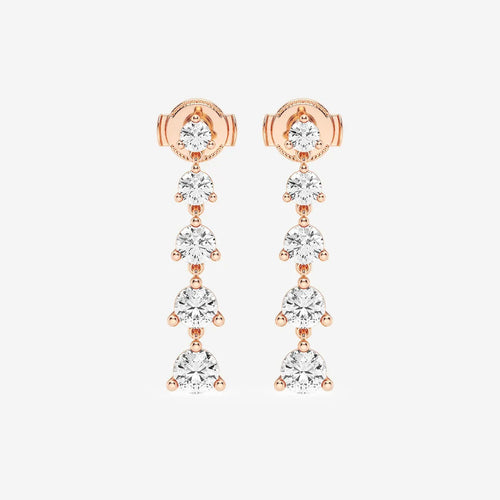 Round Lab Grown Diamond Graduated Dangle Earrings