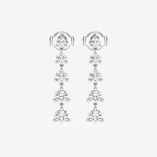 Round Lab Grown Diamond Graduated Dangle Earrings