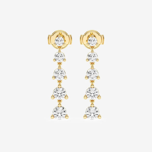 Round Lab Grown Diamond Graduated Dangle Earrings