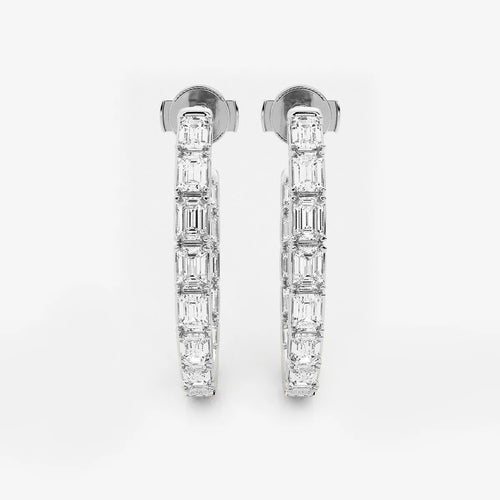 Emerald Lab Grown Diamond Inside Out J Hoop Earrings