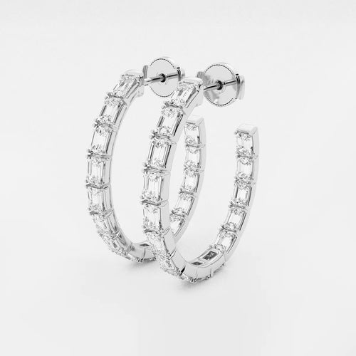 Emerald Lab Grown Diamond Inside Out J Hoop Earrings
