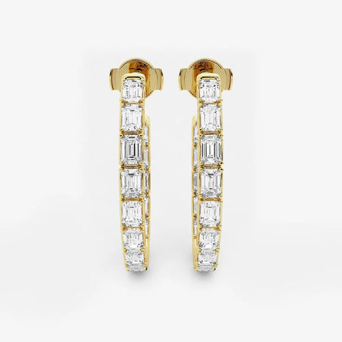Emerald Lab Grown Diamond Inside Out J Hoop Earrings