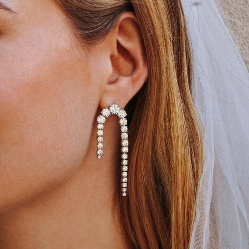Round Lab Grown Diamond U Shaped Drop Earrings
