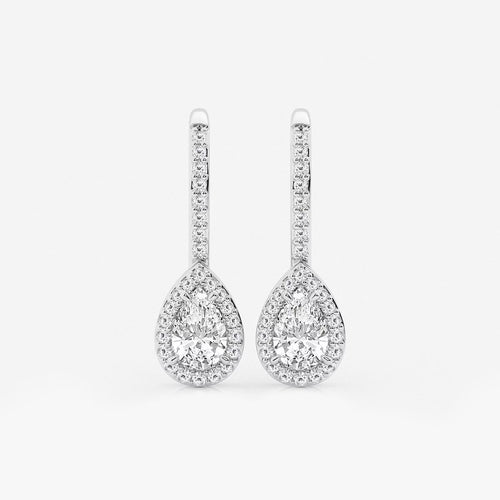 Pear Lab Grown Diamond Halo Earrings
