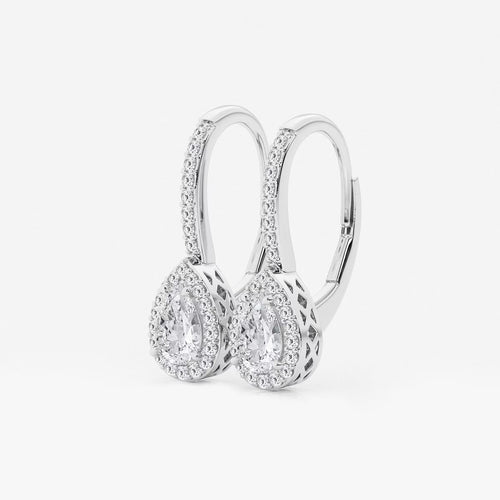 Pear Lab Grown Diamond Halo Earrings