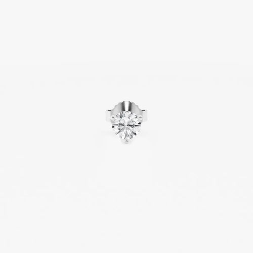 Round Colorless Lab Grown Diamond Three Prong Martini Single Stud Earring