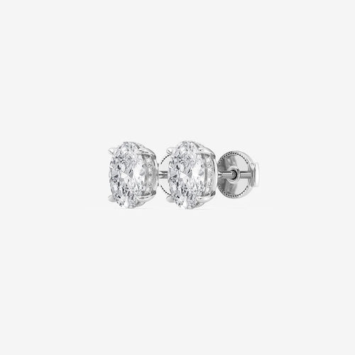 Oval Lab Grown Diamond Hidden Halo Stud Earrings