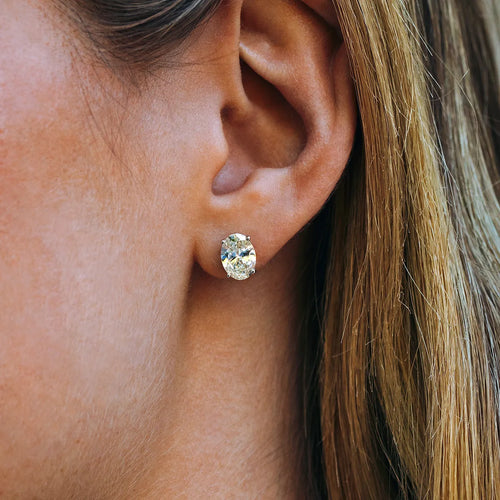Oval Lab Grown Diamond Hidden Halo Stud Earrings