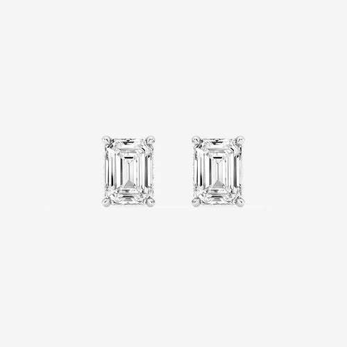 Emerald Lab Grown Diamond Hidden Halo Stud Earrings
