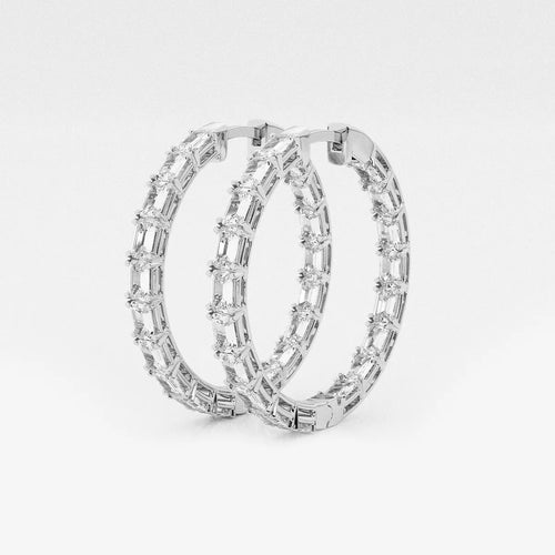 Emerald Lab Grown Diamond Inside Out Hoop Earrings