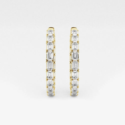 Emerald Lab Grown Diamond Inside Out Hoop Earrings
