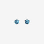 Round Lab Grown Diamond Three Prong Fancy Blue Stud Earrings