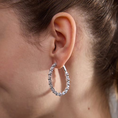 Oval Lab Grown Diamond Inside Out Hoop Earrings
