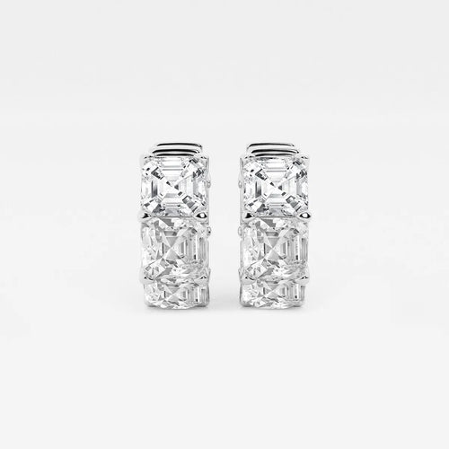 Asscher Lab Grown Diamond Huggie Hoop Earrings