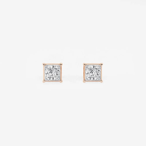 Princess Lab Grown Diamond Solitaire Certified Stud Earrings