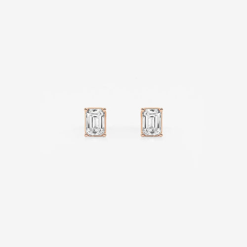 Emerald Lab Grown Diamond Solitaire Certified Stud Earrings