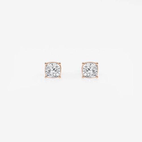 Cushion Lab Grown Diamond Solitaire Certified Stud Earrings