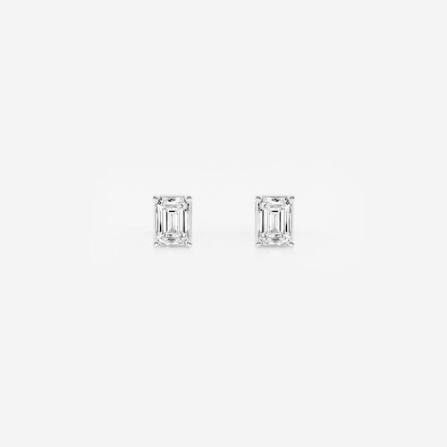 Emerald Lab Grown Diamond Solitaire Certified Stud Earrings
