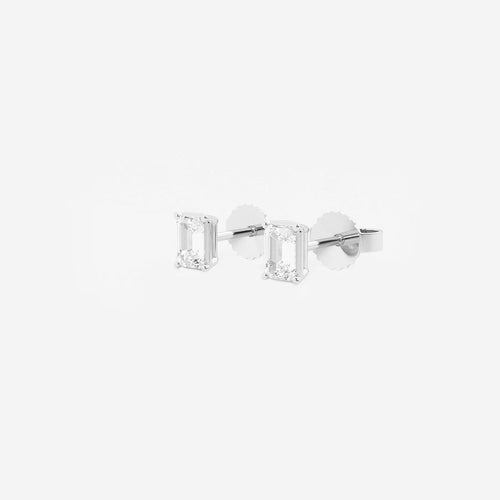 Emerald Lab Grown Diamond Solitaire Certified Stud Earrings