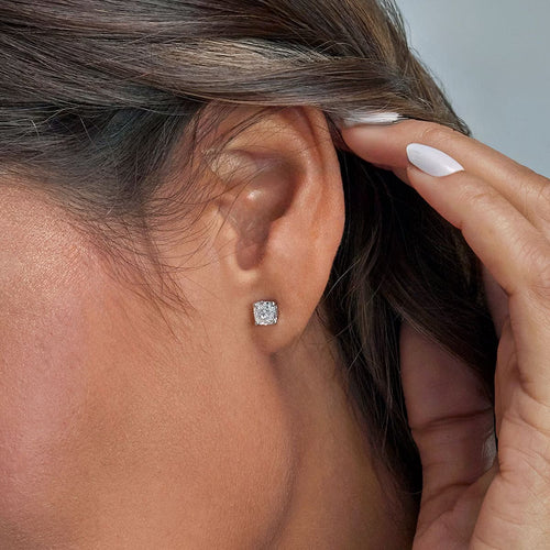 Cushion Lab Grown Diamond Solitaire Certified Stud Earrings