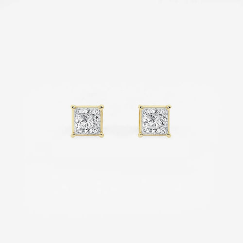 Princess Lab Grown Diamond Solitaire Certified Stud Earrings