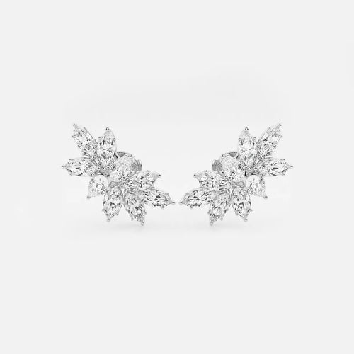 Pear & Marquise Lab Grown Diamond Cluster Earrings