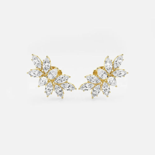 Pear & Marquise Lab Grown Diamond Cluster Earrings