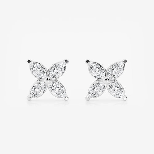 Marquise Lab Grown Diamond Flower Stud Earrings