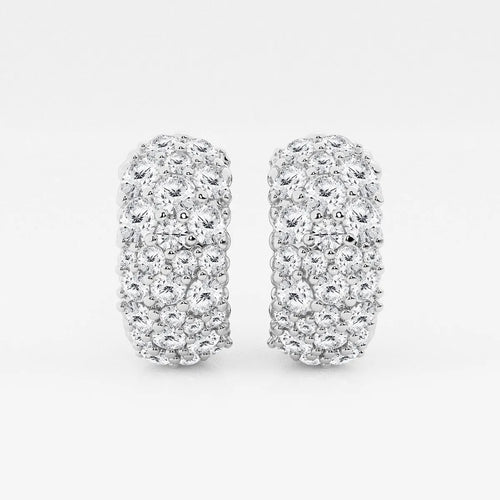 Round Lab Grown Diamond Cluster Huggie Hoop Earrings