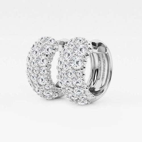 Round Lab Grown Diamond Cluster Huggie Hoop Earrings