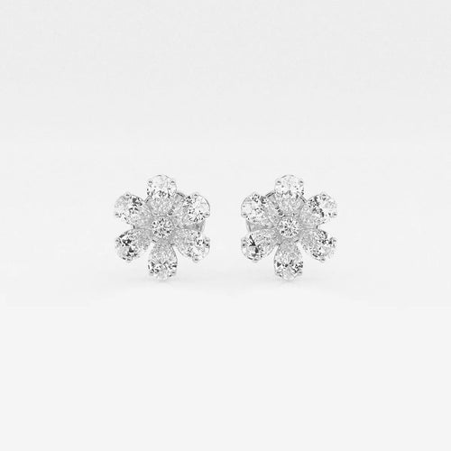 Round & Pear Lab Grown Diamond Flower Earrings