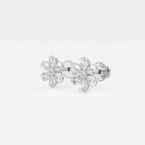 Round & Pear Lab Grown Diamond Flower Earrings