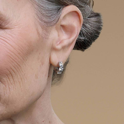 Round Lab Grown Diamond Huggie Hoop Earrings