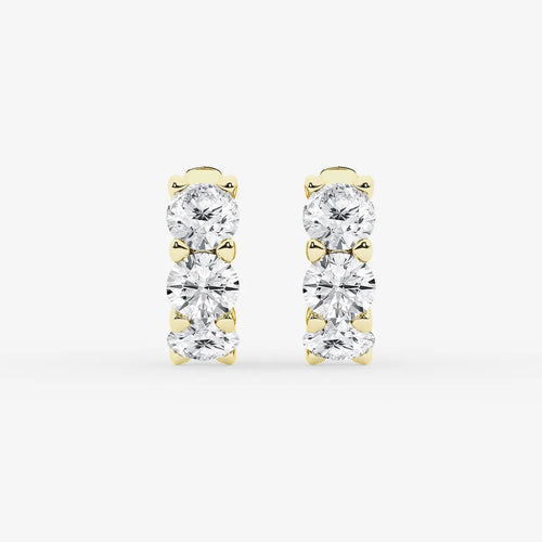 Round Lab Grown Diamond Huggie Hoop Earrings