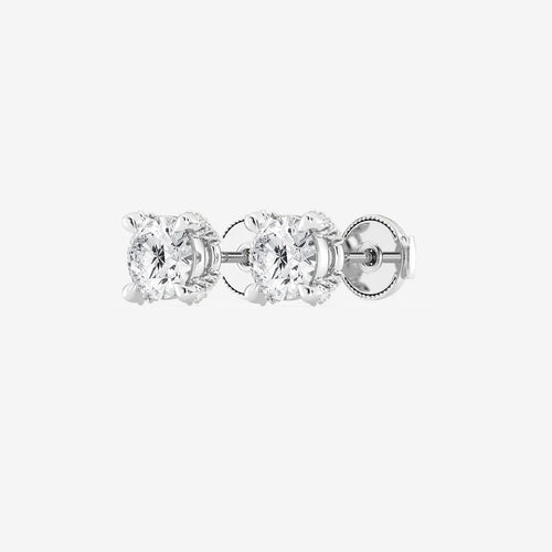 Round Lab Grown Diamond Side Stone Stud Earrings
